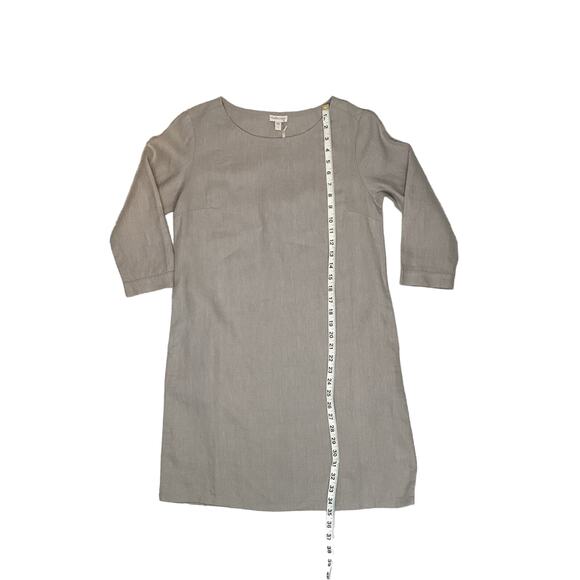 Garnet Hill Essential Three-Quarter-Sleeve Linen Dress Color Stone Size 2 - Picture 10 of 15